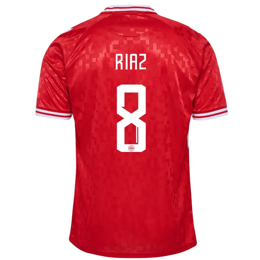 Danxen Bambino Maglia Danimarca Danial Riaz #8 Rosso Kit Gara Home 24-26 Maglietta