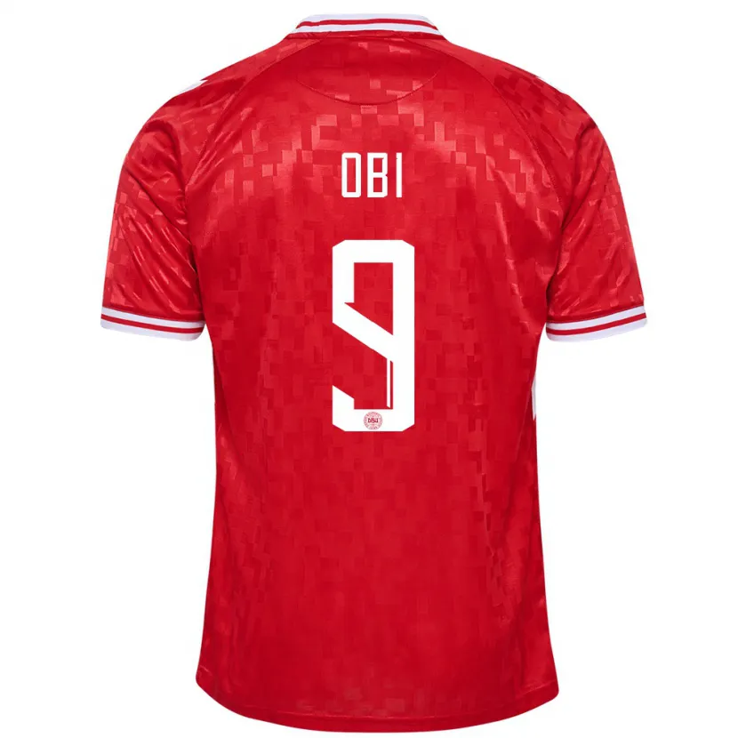 Danxen Bambino Maglia Danimarca Chido Obi #9 Rosso Kit Gara Home 24-26 Maglietta