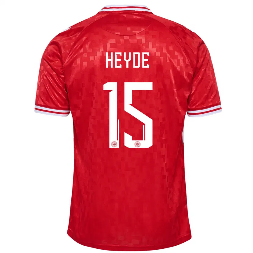 Danxen Bambino Maglia Danimarca Malte Heyde #15 Rosso Kit Gara Home 24-26 Maglietta