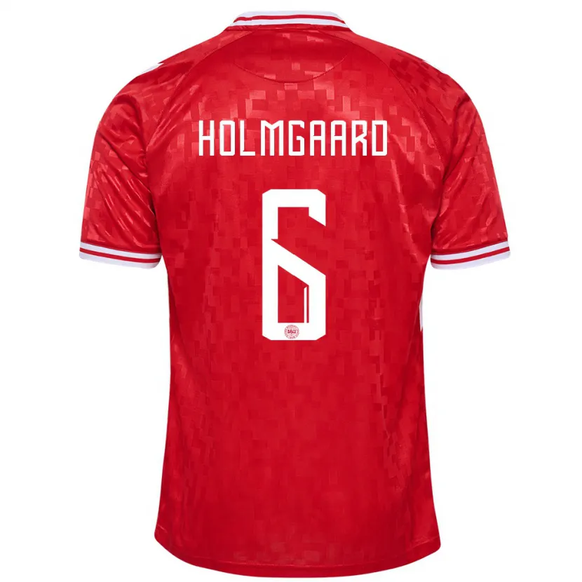 Danxen Bambino Maglia Danimarca Karen Holmgaard #6 Rosso Kit Gara Home 24-26 Maglietta