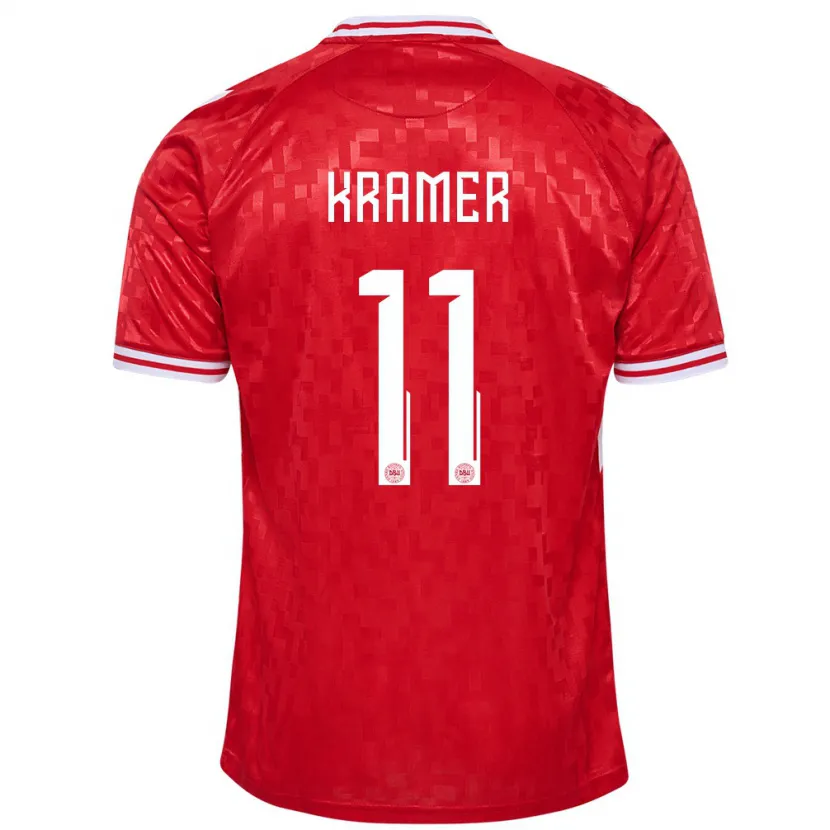 Danxen Bambino Maglia Danimarca Cornelia Kramer #11 Rosso Kit Gara Home 24-26 Maglietta