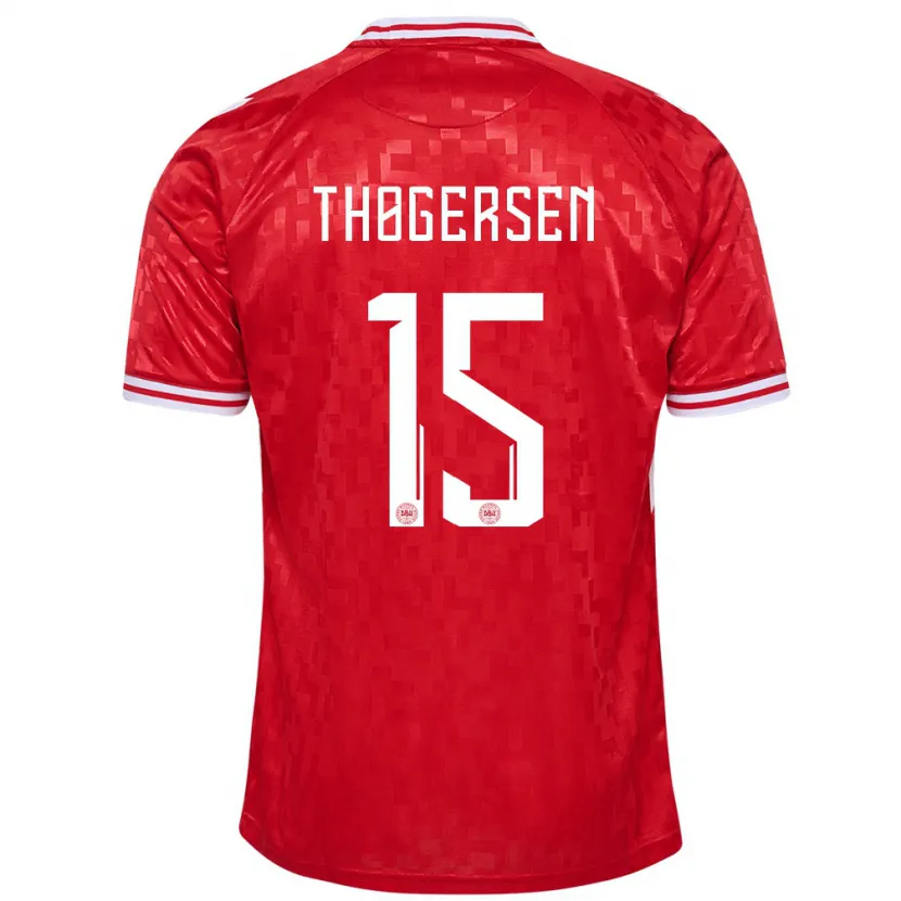 Danxen Bambino Maglia Danimarca Frederikke Thøgersen #15 Rosso Kit Gara Home 24-26 Maglietta