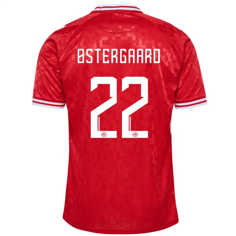 Danxen Bambino Maglia Danimarca Maja Bay Østergaard #22 Rosso Kit Gara Home 24-26 Maglietta