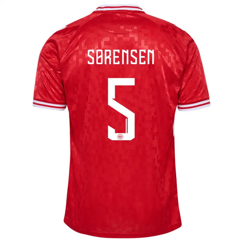 Danxen Bambino Maglia Danimarca Simone Boye Sorensen #5 Rosso Kit Gara Home 24-26 Maglietta