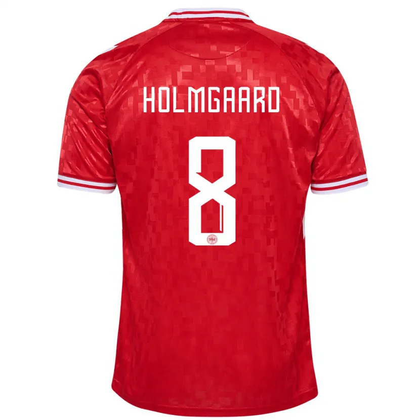 Danxen Bambino Maglia Danimarca Sara Holmgaard #8 Rosso Kit Gara Home 24-26 Maglietta