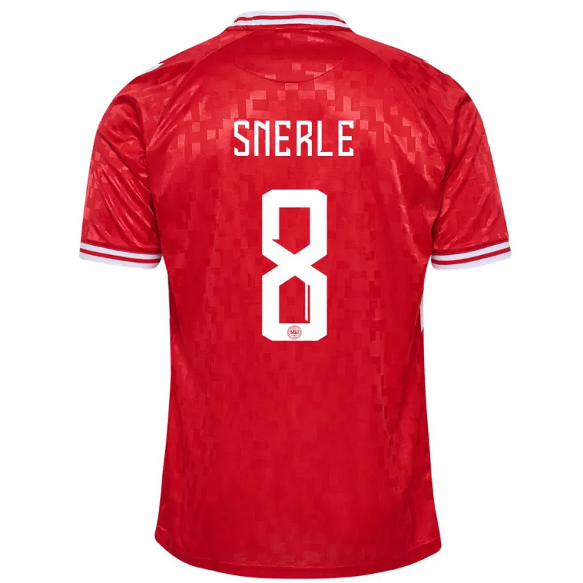 Danxen Bambino Maglia Danimarca Emma Snerle #8 Rosso Kit Gara Home 24-26 Maglietta