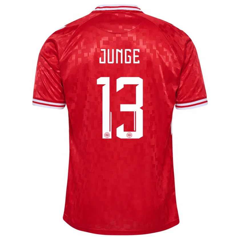 Danxen Bambino Maglia Danimarca Sofie Junge #13 Rosso Kit Gara Home 24-26 Maglietta