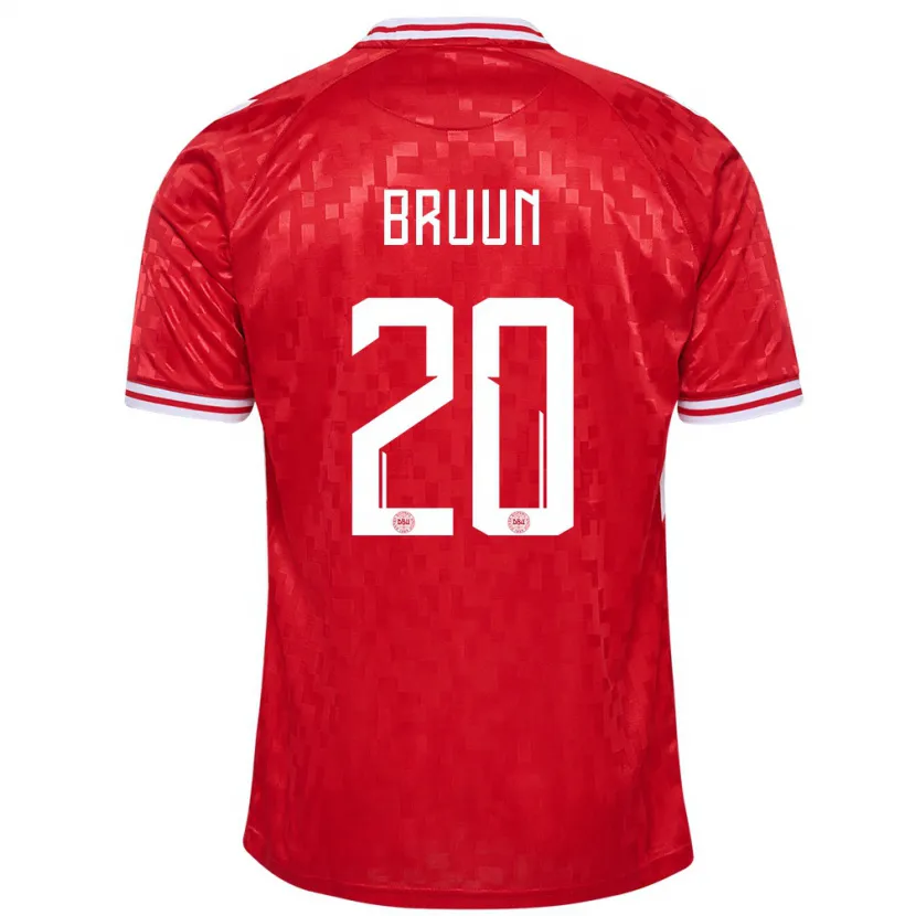 Danxen Bambino Maglia Danimarca Signe Bruun #20 Rosso Kit Gara Home 24-26 Maglietta