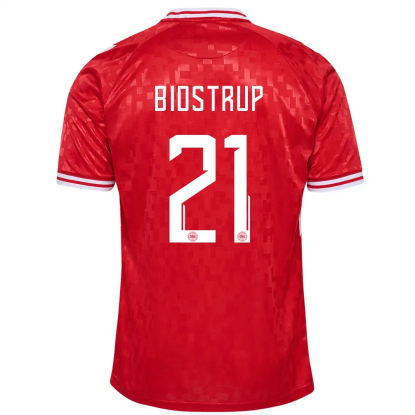 Danxen Bambino Maglia Danimarca Mads Bidstrup #21 Rosso Kit Gara Home 24-26 Maglietta