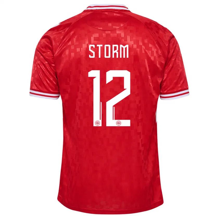 Danxen Bambino Maglia Danimarca Tobias Storm #12 Rosso Kit Gara Home 24-26 Maglietta