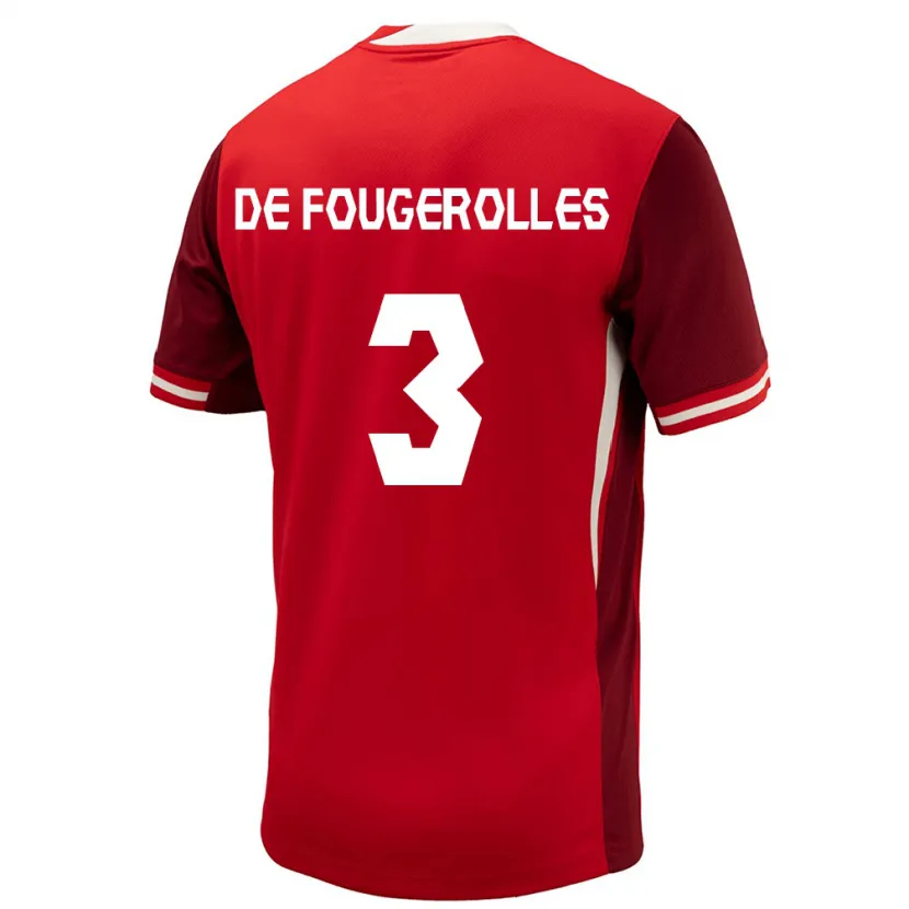 Danxen Bambino Maglia Canada Luc De Fougerolles #3 Rosso Kit Gara Home 24-26 Maglietta