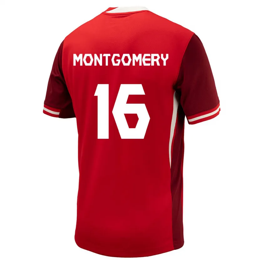 Danxen Bambino Maglia Canada Callum Montgomery #16 Rosso Kit Gara Home 24-26 Maglietta