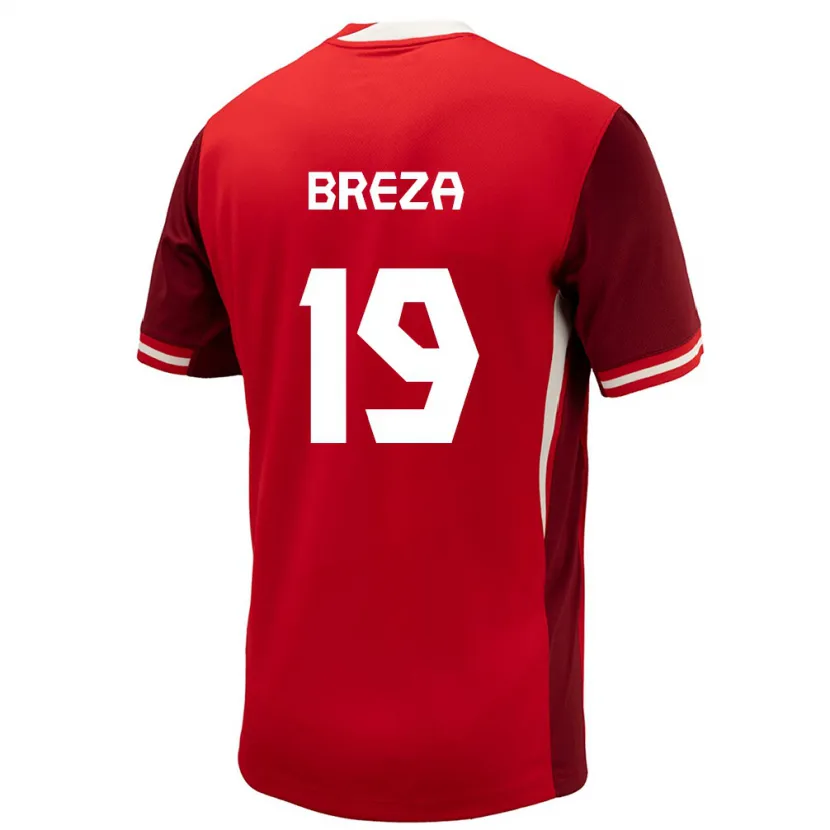 Danxen Bambino Maglia Canada Sebastian Breza #19 Rosso Kit Gara Home 24-26 Maglietta