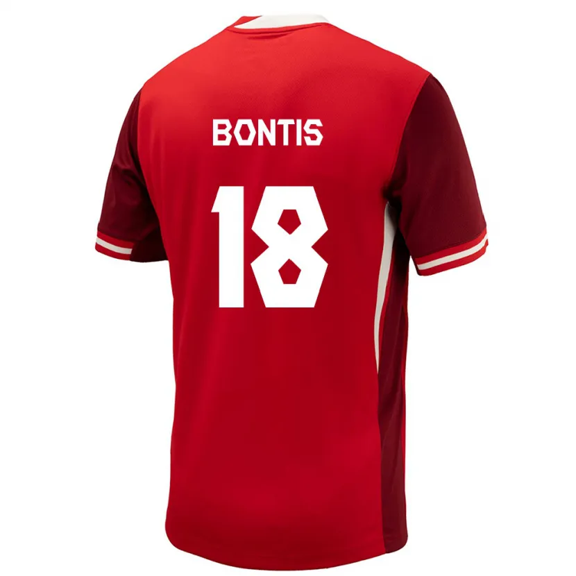 Danxen Bambino Maglia Canada Dino Bontis #18 Rosso Kit Gara Home 24-26 Maglietta