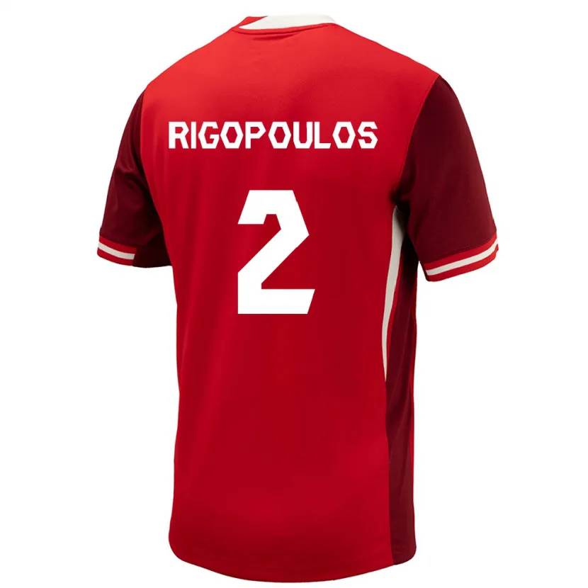 Danxen Bambino Maglia Canada Theo Rigopoulos #2 Rosso Kit Gara Home 24-26 Maglietta
