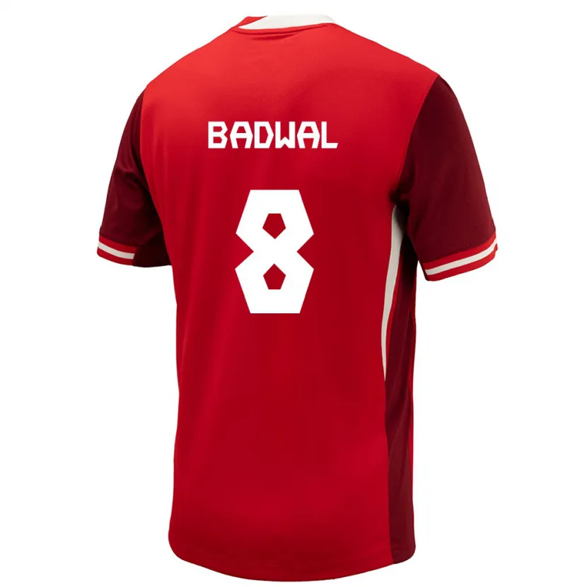 Danxen Bambino Maglia Canada Jeevan Badwal #8 Rosso Kit Gara Home 24-26 Maglietta