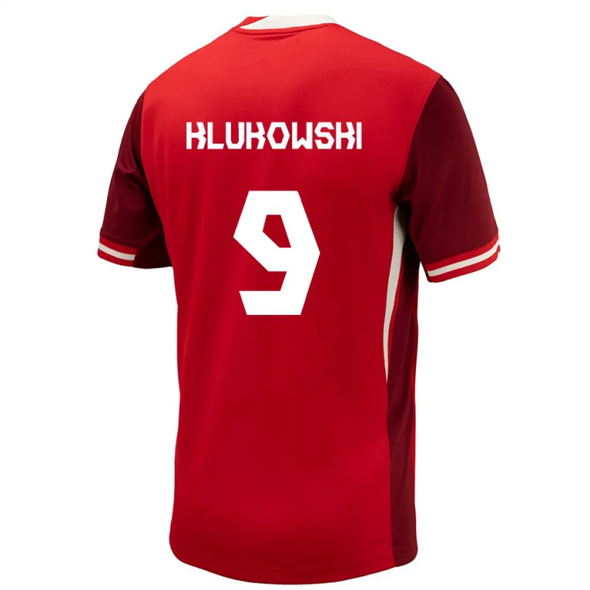 Danxen Bambino Maglia Canada Antoni Klukowski #9 Rosso Kit Gara Home 24-26 Maglietta