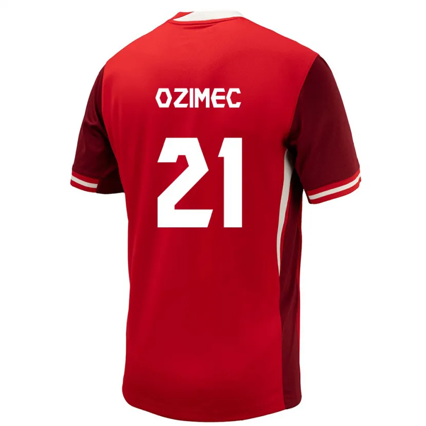 Danxen Bambino Maglia Canada Lucas Ozimec #21 Rosso Kit Gara Home 24-26 Maglietta