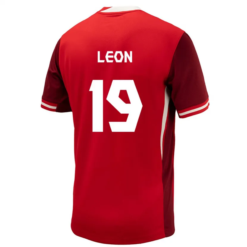 Danxen Bambino Maglia Canada Adriana Leon #19 Rosso Kit Gara Home 24-26 Maglietta