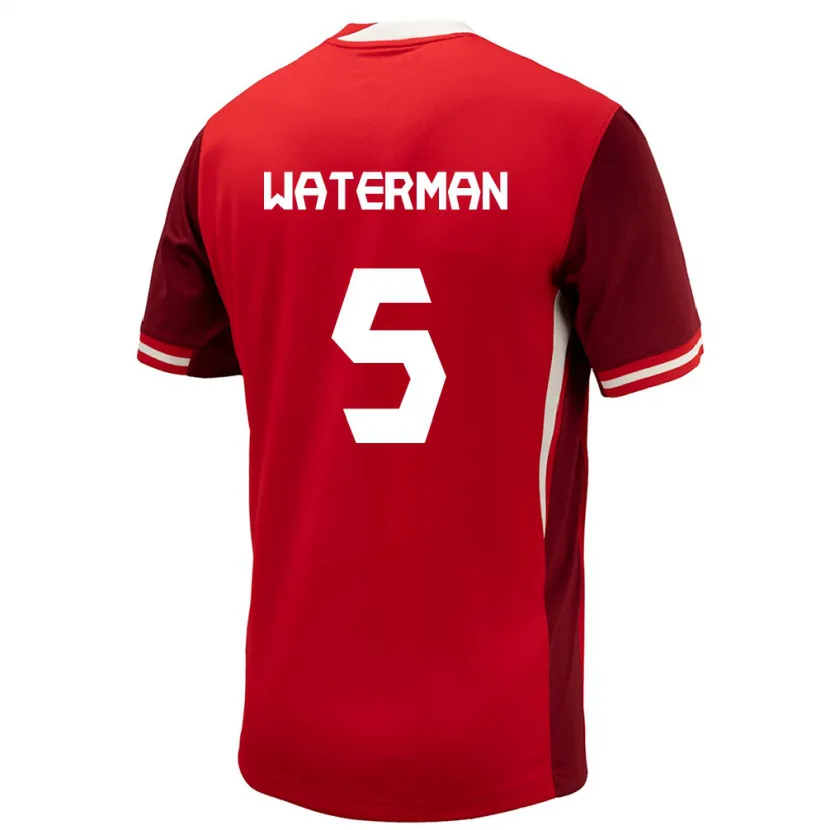 Danxen Bambino Maglia Canada Joel Waterman #5 Rosso Kit Gara Home 24-26 Maglietta