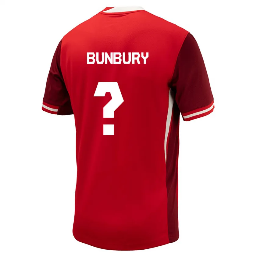 Danxen Bambino Maglia Canada Mataeo Bunbury #0 Rosso Kit Gara Home 24-26 Maglietta