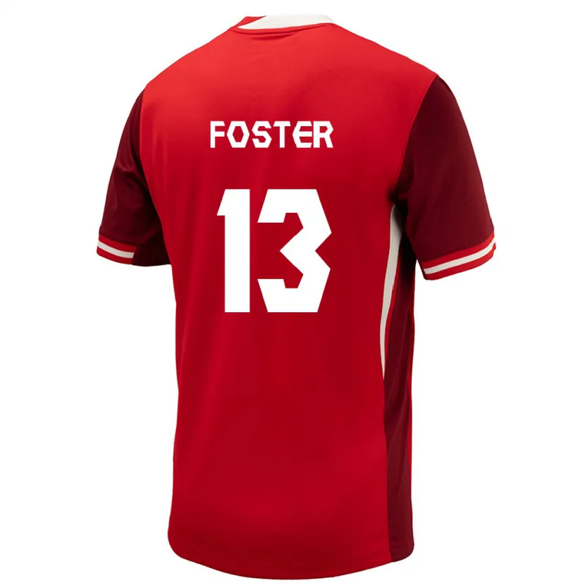 Danxen Bambino Maglia Canada Rylee Foster #13 Rosso Kit Gara Home 24-26 Maglietta