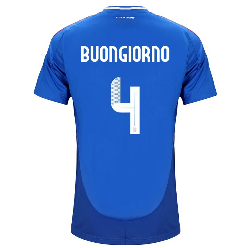 Danxen Bambino Maglia Italia Alessandro Buongiorno #4 Blu Kit Gara Home 24-26 Maglietta