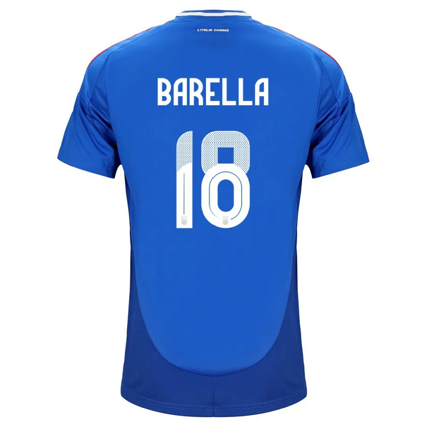 Danxen Bambino Maglia Italia Nicolò Barella #18 Blu Kit Gara Home 24-26 Maglietta