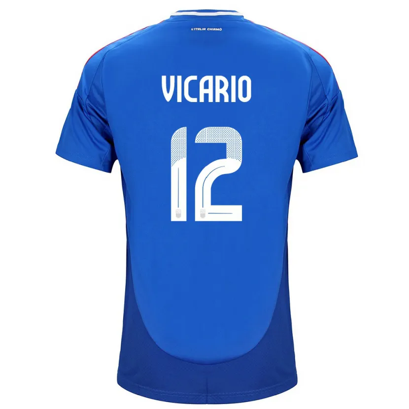 Danxen Bambino Maglia Italia Guglielmo Vicario #12 Blu Kit Gara Home 24-26 Maglietta