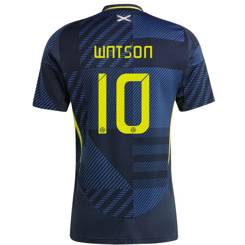 Danxen Bambino Maglia Scotland David Watson #10 Blu Scuro Kit Gara Home 24-26 Maglietta