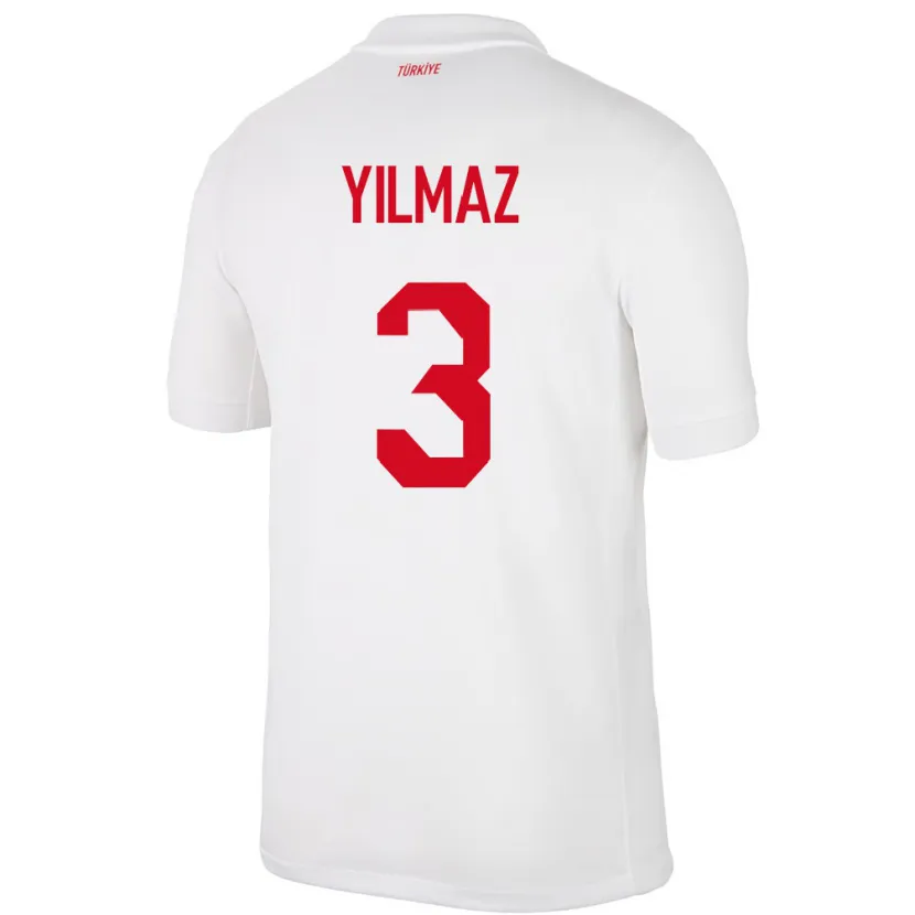 Danxen Bambino Maglia Turchia Berkay Yılmaz #3 Bianco Kit Gara Home 24-26 Maglietta