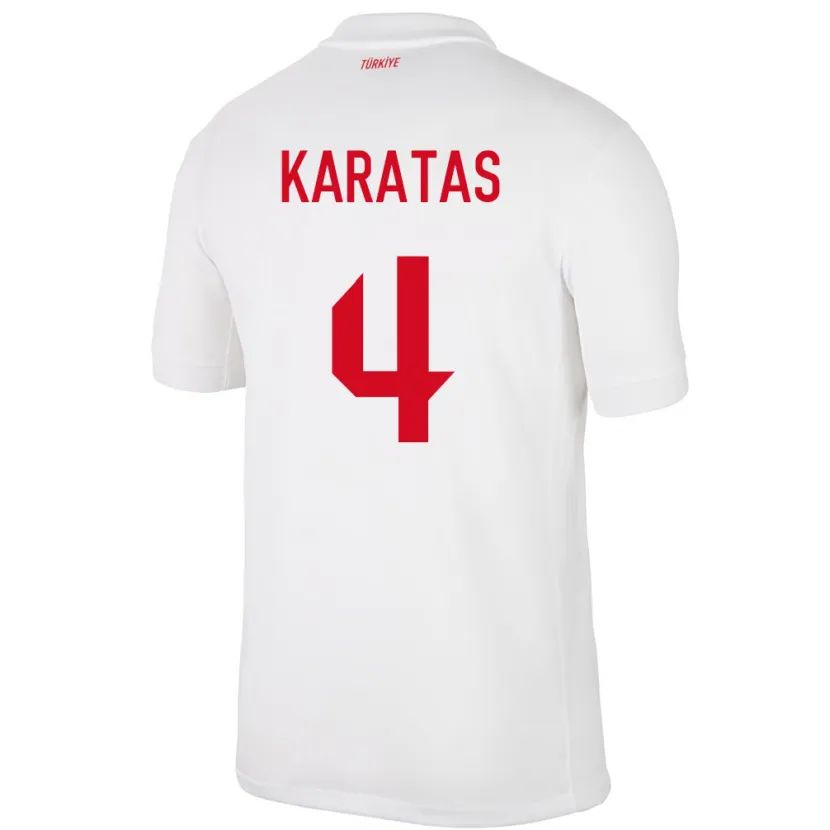Danxen Bambino Maglia Turchia Eda Karataş #4 Bianco Kit Gara Home 24-26 Maglietta