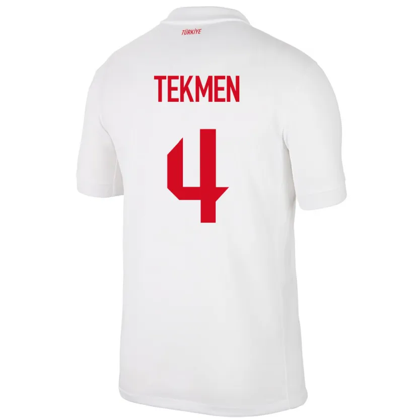 Danxen Bambino Maglia Turchia Ece Tekmen #4 Bianco Kit Gara Home 24-26 Maglietta