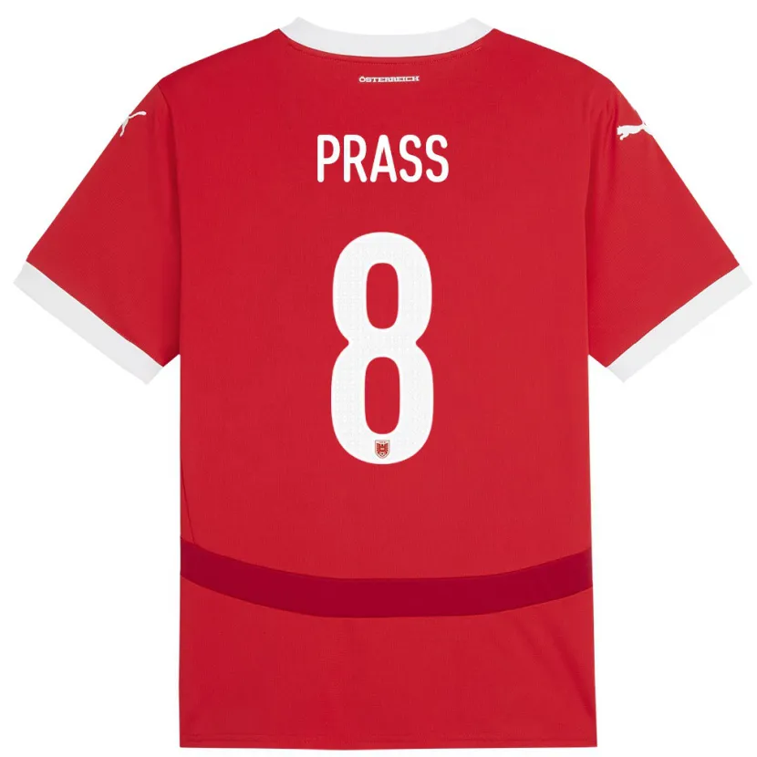 Danxen Bambino Maglia Austria Alexander Prass #8 Rosso Kit Gara Home 24-26 Maglietta