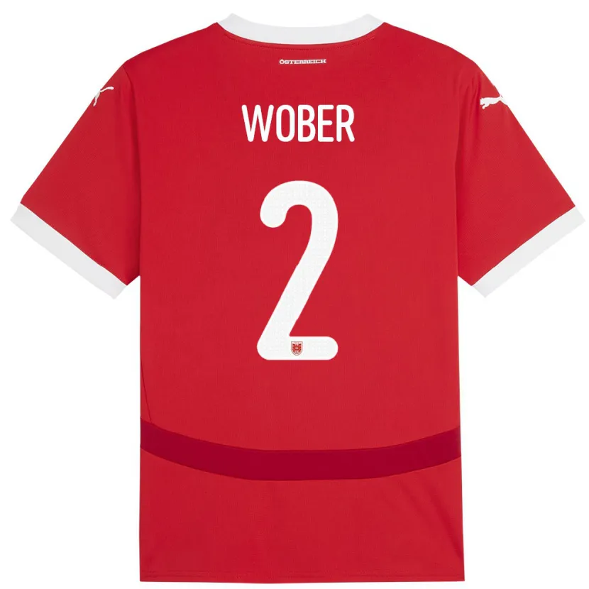 Danxen Bambino Maglia Austria Maximilian Wöber #2 Rosso Kit Gara Home 24-26 Maglietta