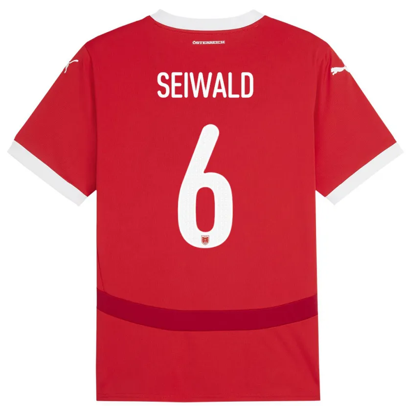 Danxen Bambino Maglia Austria Nicolas Seiwald #6 Rosso Kit Gara Home 24-26 Maglietta