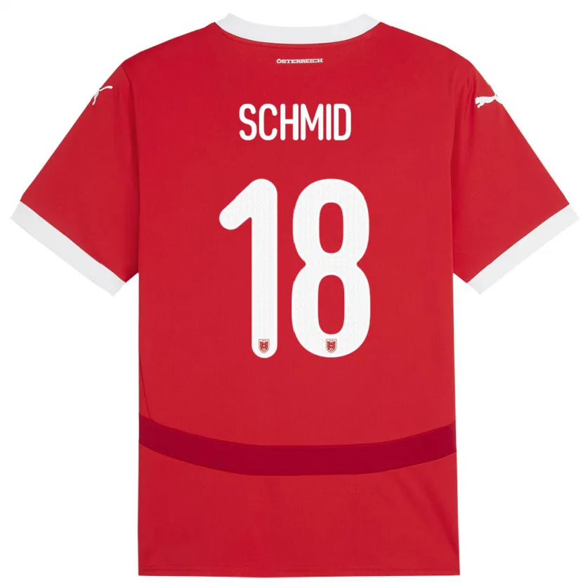 Danxen Bambino Maglia Austria Romano Schmid #18 Rosso Kit Gara Home 24-26 Maglietta