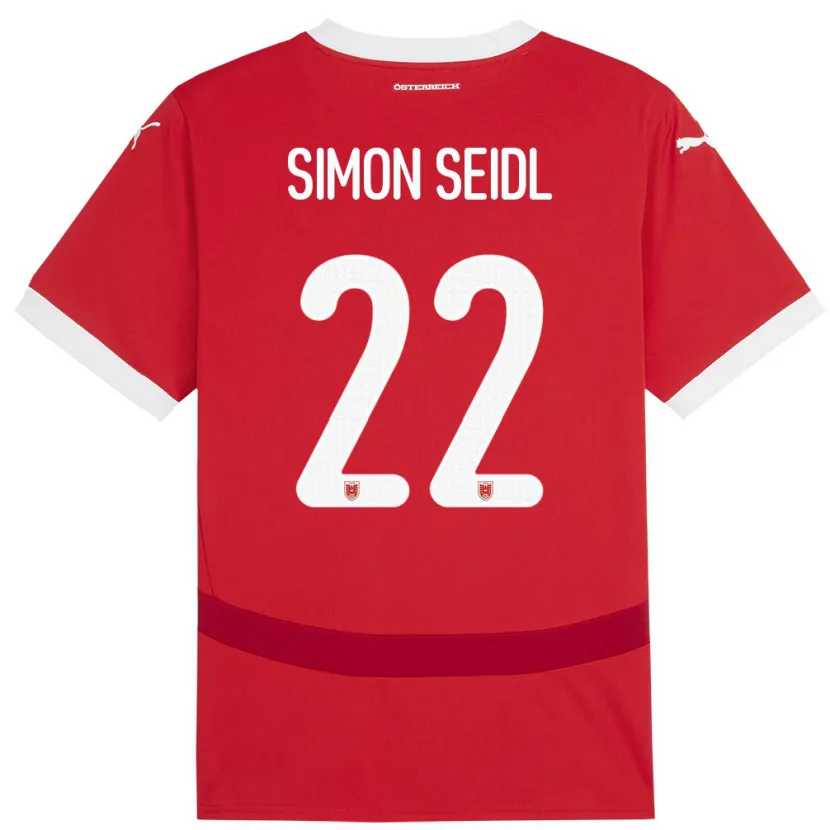 Danxen Bambino Maglia Austria Simon Seidl #22 Rosso Kit Gara Home 24-26 Maglietta