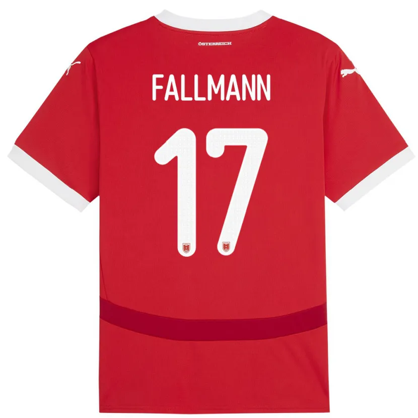 Danxen Bambino Maglia Austria Pascal Fallmann #17 Rosso Kit Gara Home 24-26 Maglietta