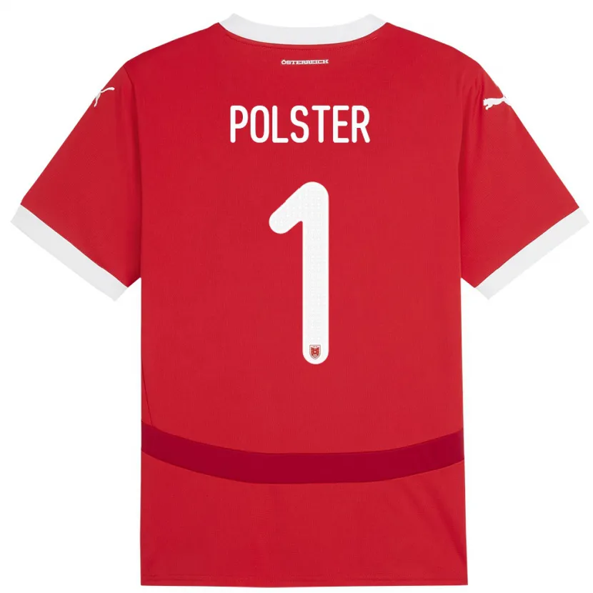 Danxen Bambino Maglia Austria Nikolas Polster #1 Rosso Kit Gara Home 24-26 Maglietta