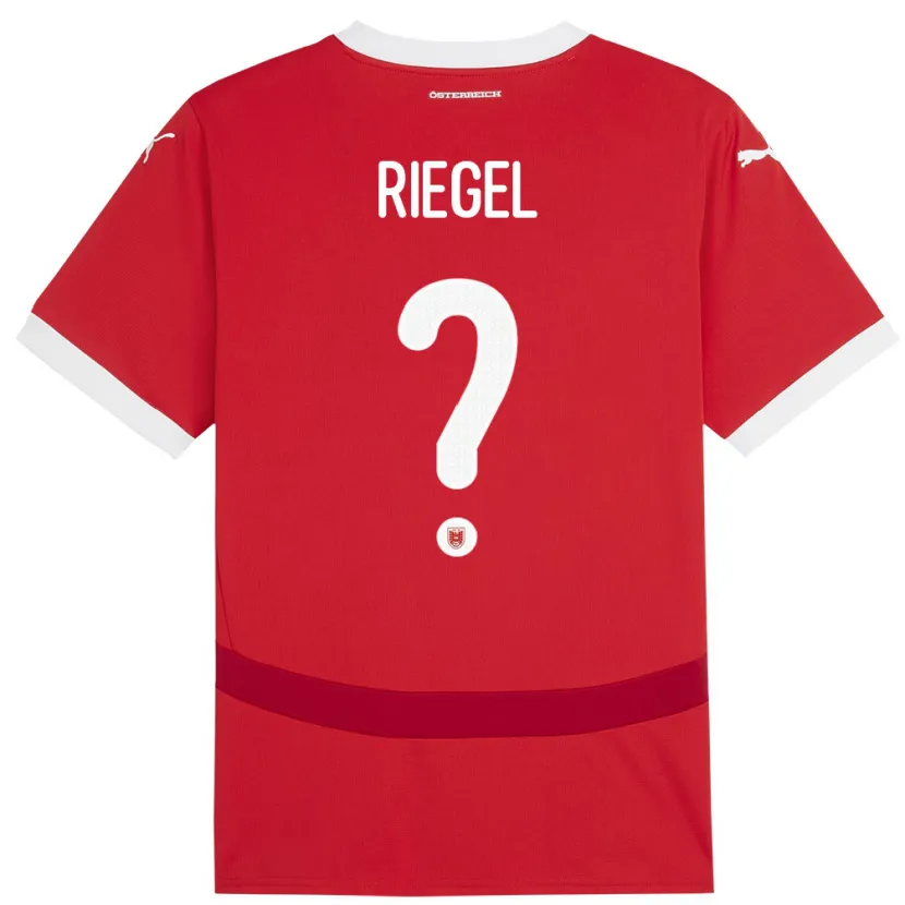 Danxen Bambino Maglia Austria Adrian Riegel #0 Rosso Kit Gara Home 24-26 Maglietta