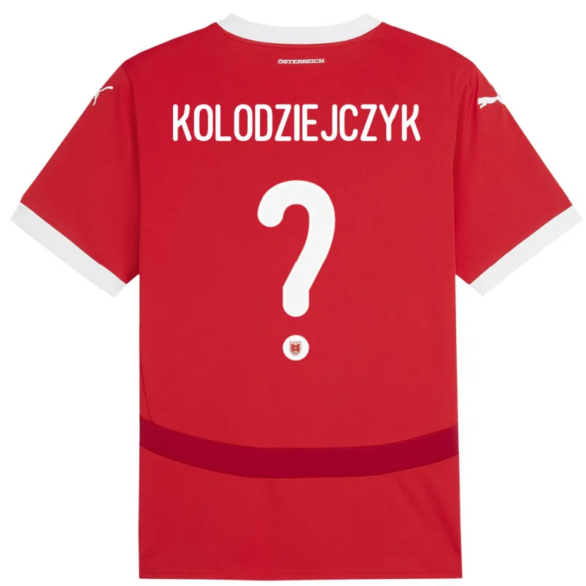 Danxen Bambino Maglia Austria Marek Kolodziejczyk #0 Rosso Kit Gara Home 24-26 Maglietta