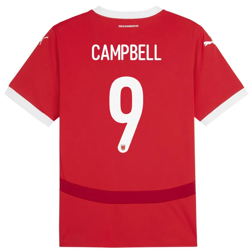 Danxen Bambino Maglia Austria Eileen Campbell #9 Rosso Kit Gara Home 24-26 Maglietta
