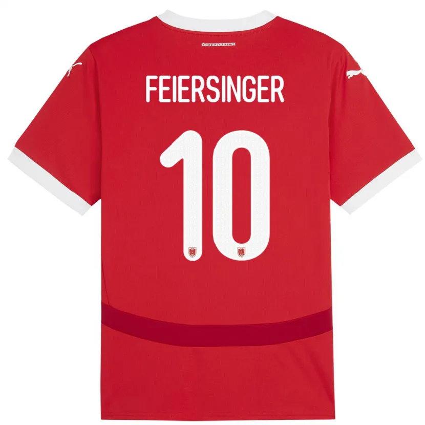 Danxen Bambino Maglia Austria Laura Feiersinger #10 Rosso Kit Gara Home 24-26 Maglietta