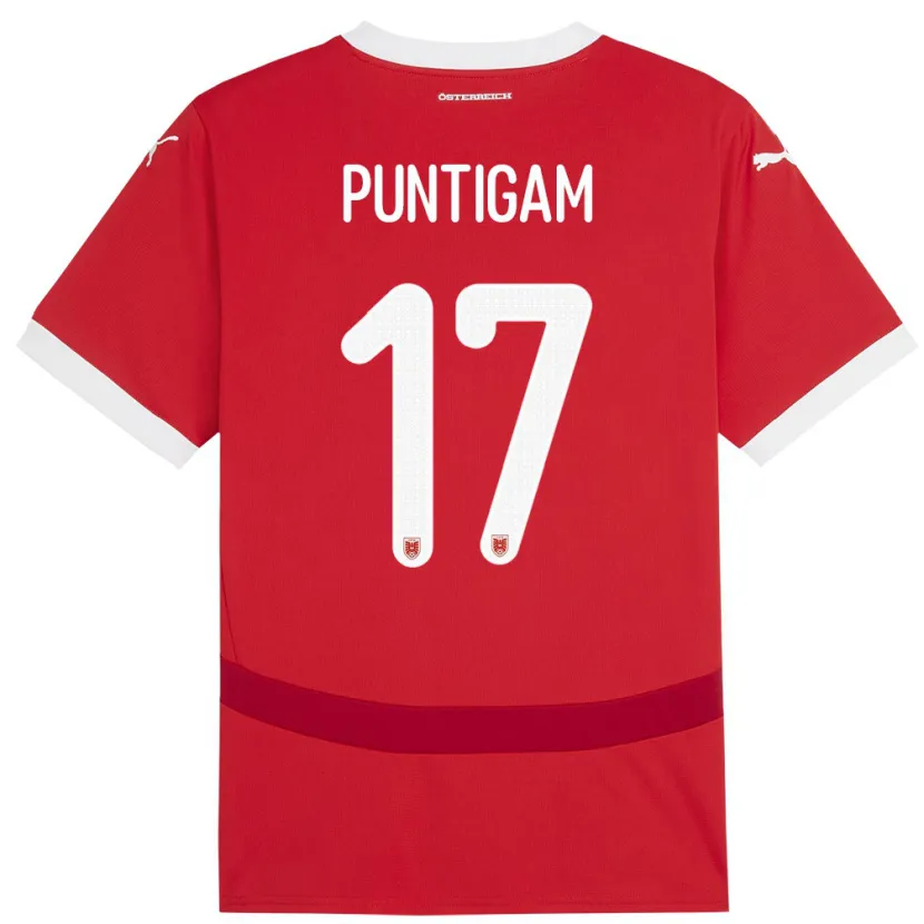 Danxen Bambino Maglia Austria Sarah Puntigam #17 Rosso Kit Gara Home 24-26 Maglietta