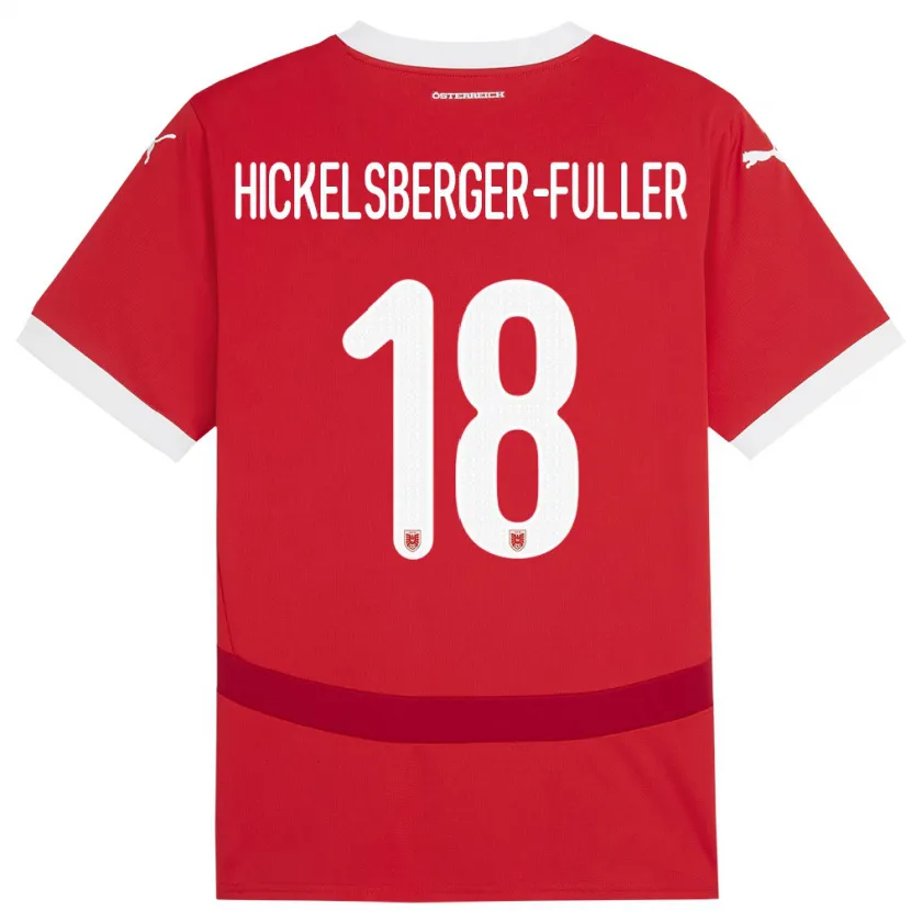 Danxen Bambino Maglia Austria Julia Hickelsberger-Füller #18 Rosso Kit Gara Home 24-26 Maglietta