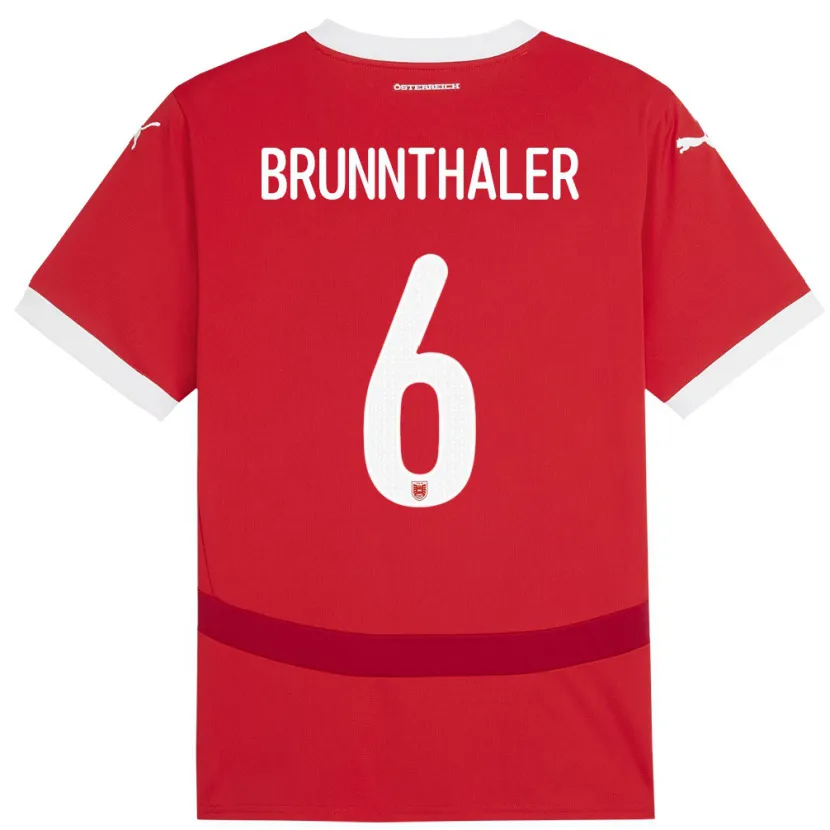 Danxen Bambino Maglia Austria Melanie Brunnthaler #6 Rosso Kit Gara Home 24-26 Maglietta