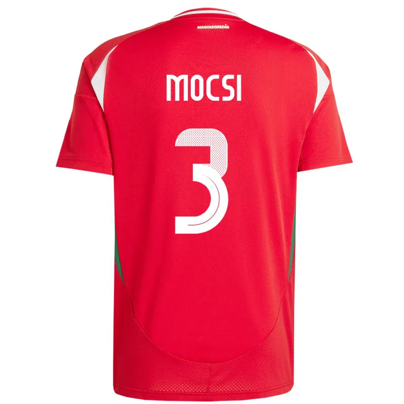 Danxen Bambino Maglia Ungheria Attila Mocsi #3 Rosso Kit Gara Home 24-26 Maglietta