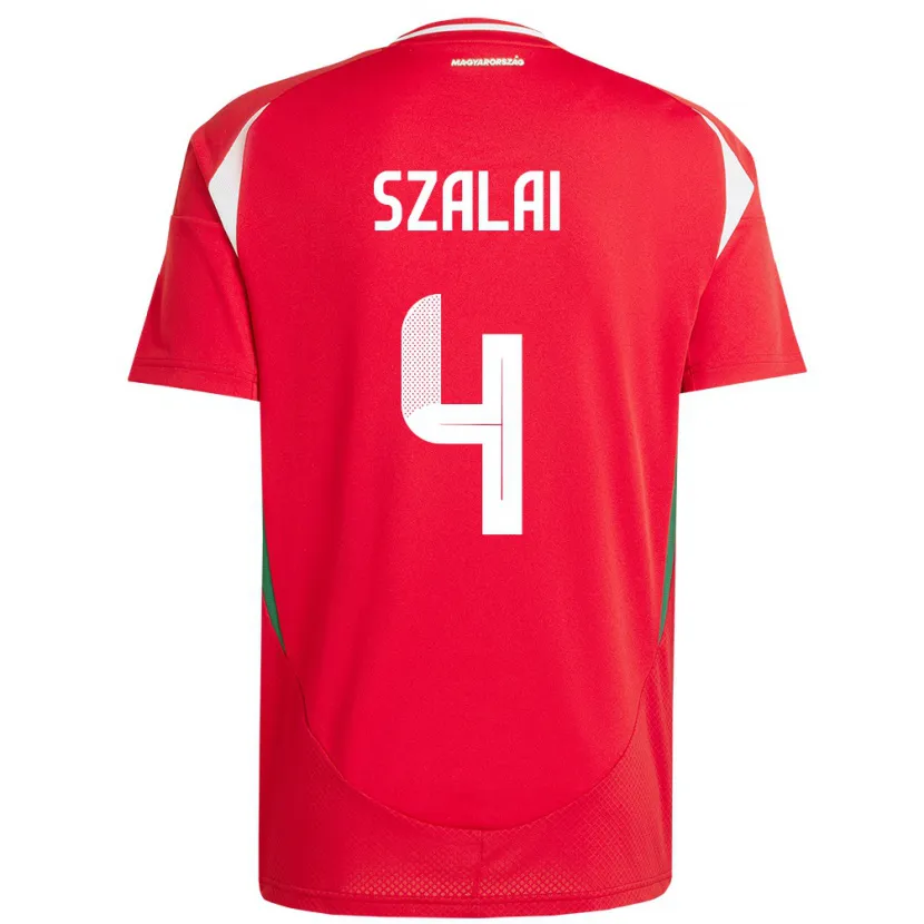 Danxen Bambino Maglia Ungheria Attila Szalai #4 Rosso Kit Gara Home 24-26 Maglietta