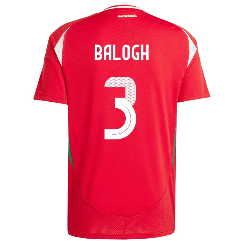 Danxen Bambino Maglia Ungheria Botond Balogh #3 Rosso Kit Gara Home 24-26 Maglietta